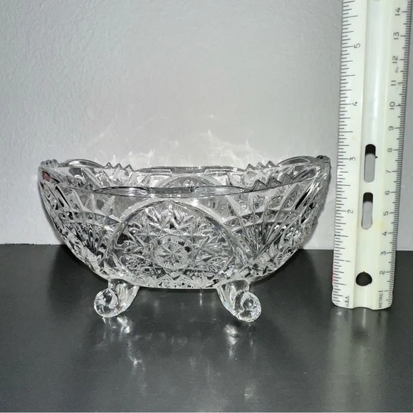 SOLD on Marketplace Elegant Crystal Cut Glass Bowl vintage small 6x3x3 - Picture 5 of 5